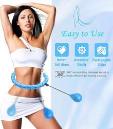 MCSWSEE  Fitness con Peso, 28 Nudos Desmontables, Aro  Entrenador Abdominal Cintura Ejercicio Fitness con Saltar Cuerda Lastrada, para Mujeres y Pricipiantes - azul - Ver 10