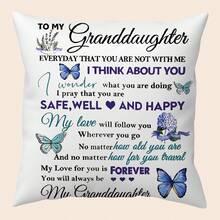 1 pieza Funda de cojín decorativo con carta de la nieta a los ancianos - Diseño de impresión de carta cómoda, tela suave de felpa de poliéster, impresión unilateral - 3 opciones de tamaño (no incluye relleno del cojín) - Multicolor - Ver 12