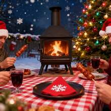 4 Pieces Christmas Printing Napkins Cloth Hemming 40*40cm/15.74*15.74inch Square Potluck At Home Casual Dinner Holiday Open House Sweet Party Tables Decorative Perfect For Indoor Or Ourdoor Events Brunch Grand Celebration