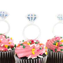 Super Z Outlet Plastic Acrylic Clear Glitter Diamond Design Engagement Ring Cupcake Toppers for Bridal Shower Wedding Table Cake Decorations Party Supply Favor Accents Arts and Crafts 24 Pack - como en la foto - Ver 4