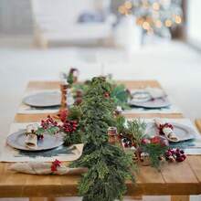 Corona de 72 pulgadas de ciprés y cedro - Resistente a los rayos UV, no se desvanece, verdor artificial realista, adecuada para coronas navideñas, decoración de mesa de Acción de Gracias, decoraciones de otoño, elegante decoración del hogar - Decoraciones navideñas de plástico para la decoración de la habitación en invierno