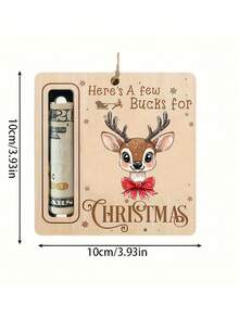 1/5 pièce Décoration de portefeuille de Noël, porte-monnaie de rangement, ornement d'arbre de Noël, Noël en bois naturel, cadeau d'anniversaire, de fête, boîte à monnaie décorative, décoration de Noël Père Noël et renne, faveurs de fête, artisanat en bois durable, design plat 2D
