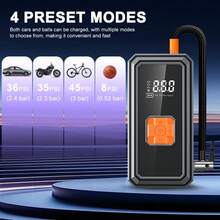 Portable Air Compressor With Digital Pressure Gauge, 150PSI Rechargeable Battery, LED Light, Wireless Tire Inflator Pump For Car, Motorcycle, Bicycle, Black, Compact Design, Durable Structure, USB Type-C, 1500mAh Battery