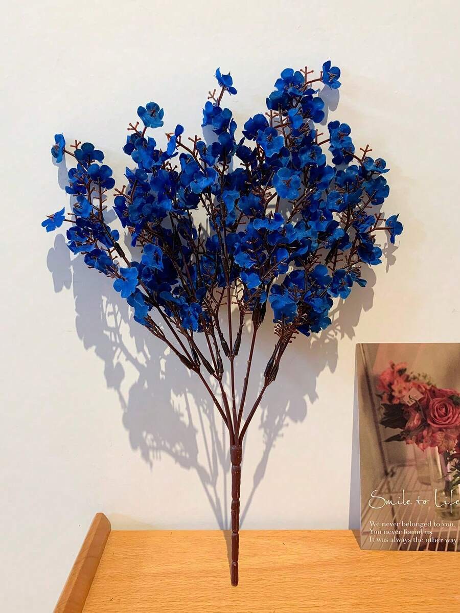 6支仿真花，星形花，迷你假花，蓝色仿真花，满天星假花，仿真新娘花束，适用于DIY婚礼装饰、派对装饰、家居房间装饰，仿真花枝，送给女性的礼物，妈妈的礼物，鲜花，花蕊，DIY，房间装饰，卧室装饰，植物，婚礼装饰，送给女朋友的礼物，花盒