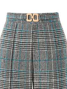 EARO French Retro Design High-End Fashion Casual Plaid Women's Pants, Solid Color Elegant Fitted Slim Comfortable Wool Blend Casual Suit Pants For Autumn/Winter - 藍色 - 查看 3