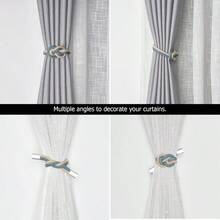Pack Of 2 Magnetic Mini Curtain Holders In Nordic Simple Style, Elegant Hand-Woven Rope Knots, Decorative Curtain Holders For Thin Window Curtains At Home And Office - Be - Xem 6