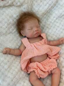 10英寸张嘴婴儿重生硅胶女孩娃娃，带植发，3D彩绘皮肤，触感柔软，新生儿女孩娃娃，适合儿童礼物 - 彩色 - 查看 7