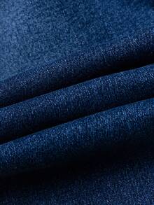 男童时尚做旧水洗弹力棉质紧身休闲牛仔裤 - 深色水洗藍 - 查看 11