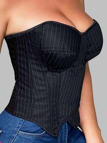 Heart Corset Top For Women, Sexy Concert Outfits Going Out, Strapless Crop Top, Overbust Bustier  Pajama Tops - 黑色 - 查看 5