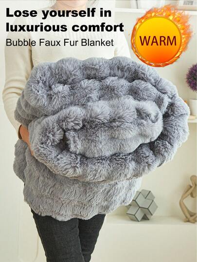 1枚 ライトグレー ふわふわウサギ毛皮調 プラッシュブランケット、ソフトで暖かい人工毛皮 ラグジュアリースタイルのスロー、リビングルーム、寝室、ソファでの多目的使用に適しています。クイーン、ツイン、キングサイズ、ラグジュアリーな長毛プラッシュブランケット、ベッディング、ソファ、ホーム、寮、学校のベッディングに最適な柔らかく快適な毛布