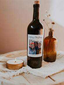 1-50 pièces Étiquettes de vin photo de Noël personnalisées, texte personnalisable, cadeaux de Noël personnalisés/faveurs de fête de Noël/étiquettes de Noël/cadeaux photo de vacances/cadeaux de vin de fête de Noël, cadeaux de Noël convenant aux membres de la famille et aux cadeaux de fête de Noël.