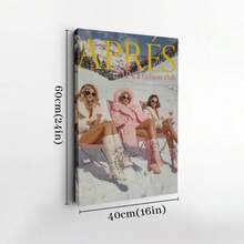 1pc Framed Canvas Poster, Winter Wall Art, Après Ski Fashion Club, Pink Faux Fur Coat, Ski-Fashion-Style Wall Art Canvas Paintings, Ideal Gift For Bedroom Living Room Corridor, Wall Art, Wall Decor, Room Decoration - Nhiều màu - Xem 7
