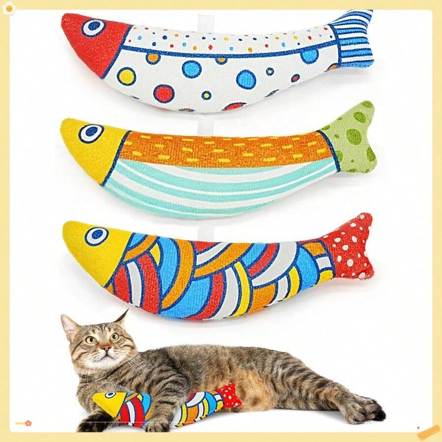 Crinkle Fish Catnip Toy For Indoor Kittens, Plush Chew Kicker With ...