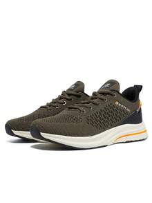 baasploa Zapatillas para hombres, zapatos deportivos casuales con suela gruesa y de moda, zapatos para correr ligeros y antideslizantes para exteriores, zapatos de fitness, zapatos para senderismo al aire libre, zapatos deportivos de marca, adecuados para todas las estaciones, talla 41-46 - Verde militar - Ver 3