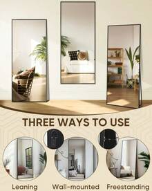 59"X16" Full Length Floor Mirror Rectangle Aluminum Frame Standing Leaning Wall Mounted