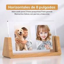2PCS 8 Pulgadas Marcos para Fotos Decorativos, Marcos Para Cuadros con AcrLico Rstico de Doble Cara y Base, Horizontal Vertical Exhibicin Porta Retrato para Foto, Regalo para San Valentn Aniversarios - B - Ver 4