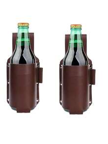 1 件经典 PU 皮革瓶架瓶架腰带腰包，啤酒瓶架，非常适合旅行、户外和后院，创意便携式登山户外腰包腰包夏季夏季包春假情人节度假男士包礼品包棕色包包腰包