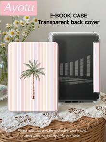 条纹棕榈树图案保护套，兼容 10.2 英寸（2021/2020 款，第九/八代）、Galaxy Tab A8 10.5 英寸（2022 款）、MatePad 10.4/Tab，带笔槽，支持自动休眠/唤醒功能，时尚保护套 - 彩色 - 查看 8