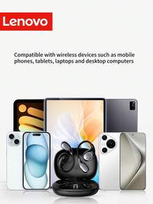 Lenovo 2025 New Open-Ear Wireless Headphones, Smart Call Noise Cancelling, Long Battery Life, Digital Power Display, Comfortable Fit For Outdoor Sports - Classic Black - View 8