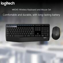 Logitech Logitech MK345 Wireless Keyboard And Mouse Combo With Palm Rest, 2.4 GHz USB Receiver, Compatible With PC, Laptop