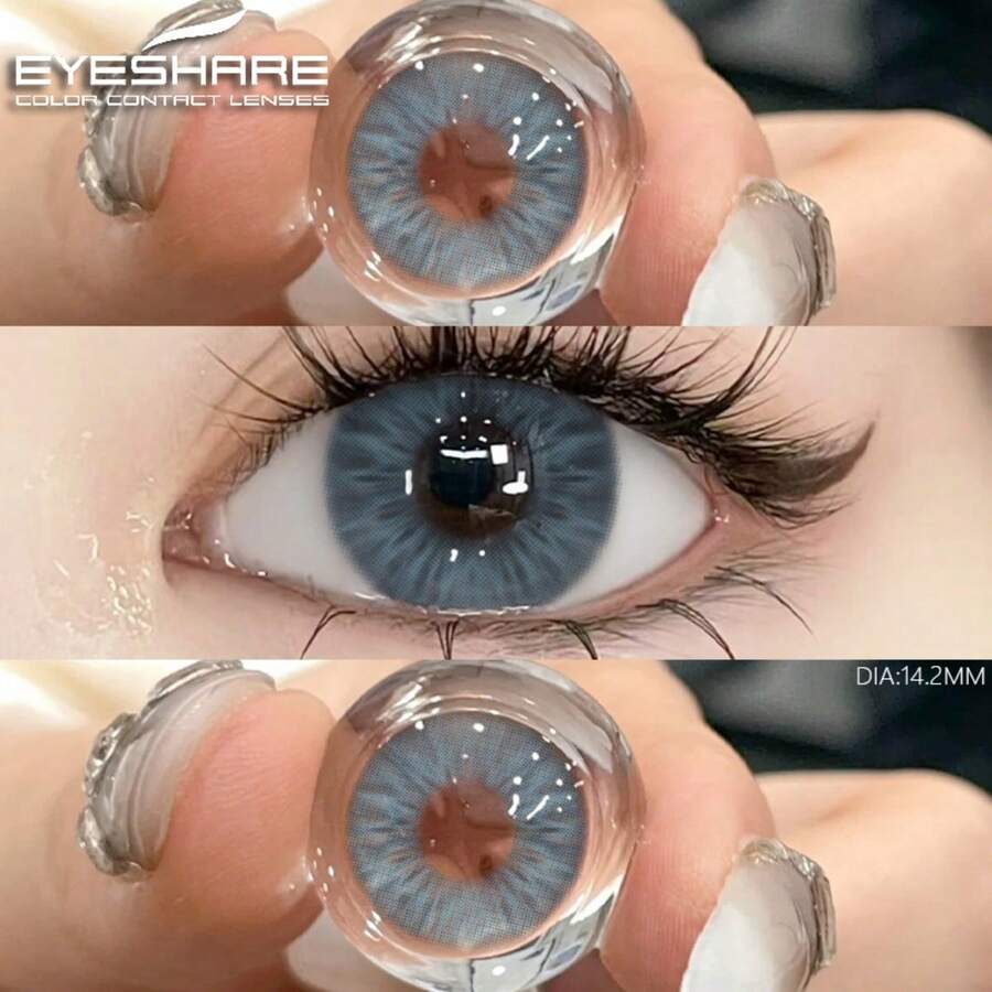 1 Pair Eyeshare Korean Colored Contact Lenses, Blue, Brown, Natural Gray, Green Colored Contacts