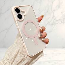 Compatible con Samsung Galaxy S25, S24, S23, S22 modelos de la serie, la moda de diseño de color sólido funda de teléfono magnético, compatible con iPhone17/iPhone17Pro/iPhone17Pro Max 16/15/14/13/12/11 Pro Max y otros modelos. - Rosa Pálido - Ver 2