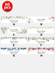 1-60 etiquetas personalizadas para botellas de agua, etiquetas de envasado exterior de botellas de agua personalizadas, texto de nombre personalizado - diseño de hojas y flores, adecuado para cumpleaños, reuniones familiares, fiestas festivas, envasado de bodas - Beis - Ver 18