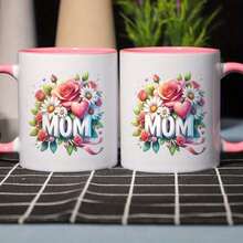 1pc, 11oz, Coffee Mug, Mom, Warm And Lovely Floral Pattern Coffee Mug, Ceramic Mug, Thank You Mug, Decorative Thanksgiving/ Birthday/ Mother'S Day Women, Mom, Mother, Grandma, From Son/ Daughter - White - View 3