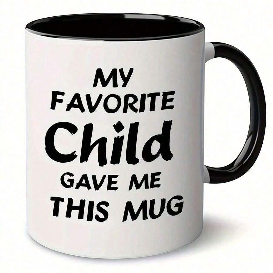 1pc Birthday Gifts Coffee Mug For Mom Dad From Daughter Son Christmas Gifts For Mother Father - My Favorite Child Gave Me This 11oz Cup - Thank You Appreciate Presents For Parents Coffee Mug - Gift For Mother's Day - 白色 - 查看 1