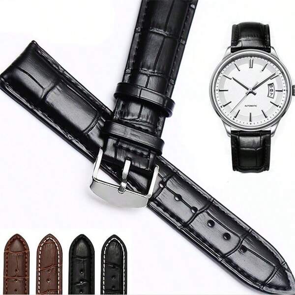 Leather Men's Watchbands | Stylish , Leather Watchbands Bamboo Design Pattern Straps Replace Watch Accessories Wristwatch Band 18/20mm, Smart Design With Tight Stitching | Perfect For Casual Or Formal Occasions, Black & Brown Home Decor Room Decor