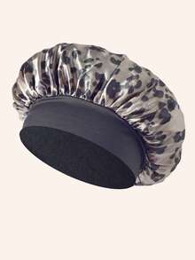 1 件女士真丝睡帽，缎面护发帽，松紧带真丝睡帽，时尚豹纹款式，休闲舒适透气日常护发帽