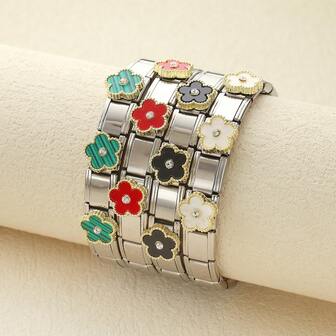 1PC Fashionable Five Petal Flower Stainless Steel Bracelet,Suitable For Daily Wear, And A Thoughtful Gift For Friends And Lovers
