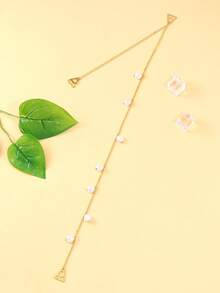 1pc Adjustable Pearl Shoulder Chain, Fashionable Faux Pearl Sexy Body Chain