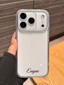 1pc Customizable Personalized Family Friend Couple Kids Children Different Name Transparent Glitter Phone Case Compatible With IPhone 11/12/13/14/15/16/16Pro/16Plus/16ProMax Models - Clear - View 3