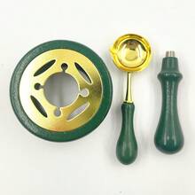 1set Wax Seal Warmer Kit, Wooden Wax Seal Furnace With Melting Spoon+ Wooden Handle,Seal Wax Melting Furnace Tool For Melting Wax Seal Beads Or Sealing Wax Sticks