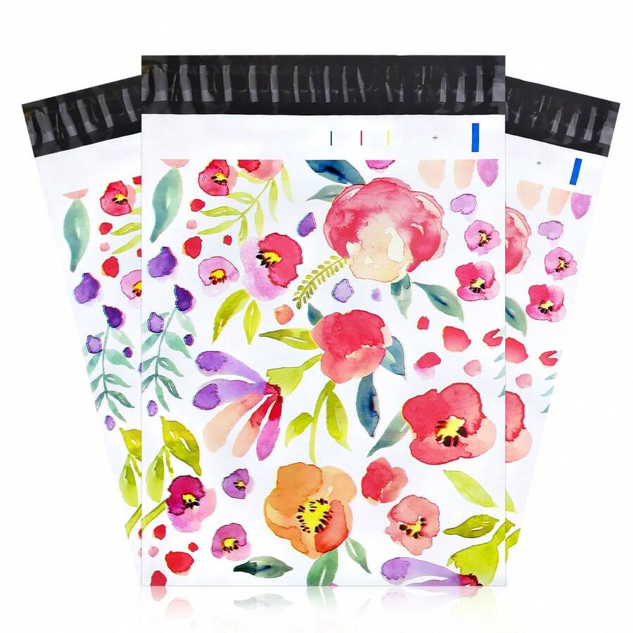 50/100 Pcs Poly Mailers Bulk Envelope Plastic Custom Mailing & Shipping Bags - Self Seal, Waterproof And Multi Purpose Packaging Bags For Small Business, Shipping Bags For Clothing Boutique Supplies With Self Seal Strip - 水墨花 - 查看 1
