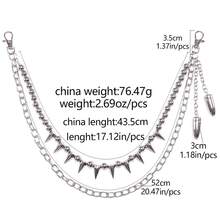 1pc Rivet & Beaded Bullet Pendant Double-Layer Pants Chain, Unique Street Style Waist Chain For Daily Wear