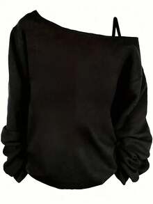 New Years Outfit Women - Busch Light One Shoulder Sweatshirt For Women - Perfect For Parties And Beer Lovers - 黑色 - 查看 5