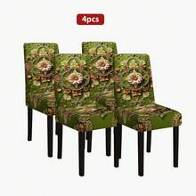 2/4/6/5/7 件花卉 3D 桌布和椅套套装，4 件（4 个椅套），6 件（6 个椅套），5 件（1 桌布 + 4 个椅套），7 件（1 桌布 + 6 个椅套），适用于室内/室外、家庭聚会、节日桌椅装饰，可重复使用 - 彩色 - 查看 16