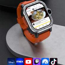 LOKMAT APPLLP 4 MAX 智能手表，配备 2.02 英寸高清屏幕、高清双摄像头，兼容安卓和 iOS 系统，支持 2G/3G/4G/5G SIM 卡，支持独立通话、移动数据、Wi-Fi、APP 通知、提醒、第三方应用下载，运行安卓系统。 - APPLLP 4 MAX - 查看 3