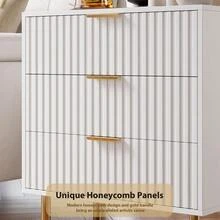 Tzou Fluted 3/5/6 Drawer Dresser, Modern Bedroom Dresser With Deep Storage Drawers & Wide Surface, Multi-Functional Wooden Organizer For Living Room, Hallway - 白色三抽屜櫃 - 查看 9