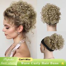 缠绕式抽绳合成凌乱发髻波浪卷发发髻发片女式弹性圣诞节 - 彩色 - 查看 15