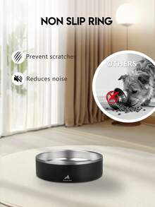 Bát ăn cho chó dung tích 24/42/64oz, làm bằng thép không gỉ cách nhiệt 3 lớp, chống trượt và chống tràn, bền chắc, phù hợp đựng thức ăn và nước cho mèo. - Đen-24oz - Xem 6