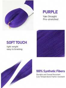24 Inch 1 Pack & 3 Pack Ombre Purple, Black, Ombre Brown Long Braiding Hair, Suitable For Twist Or Box Braids, Yaki Texture Heat Styled Synthetic Braiding Hair Extensions - Multicolor - View 4