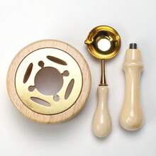 1set Wax Seal Warmer Kit, Wooden Wax Seal Furnace With Melting Spoon+ Wooden Handle,Seal Wax Melting Furnace Tool For Melting Wax Seal Beads Or Sealing Wax Sticks