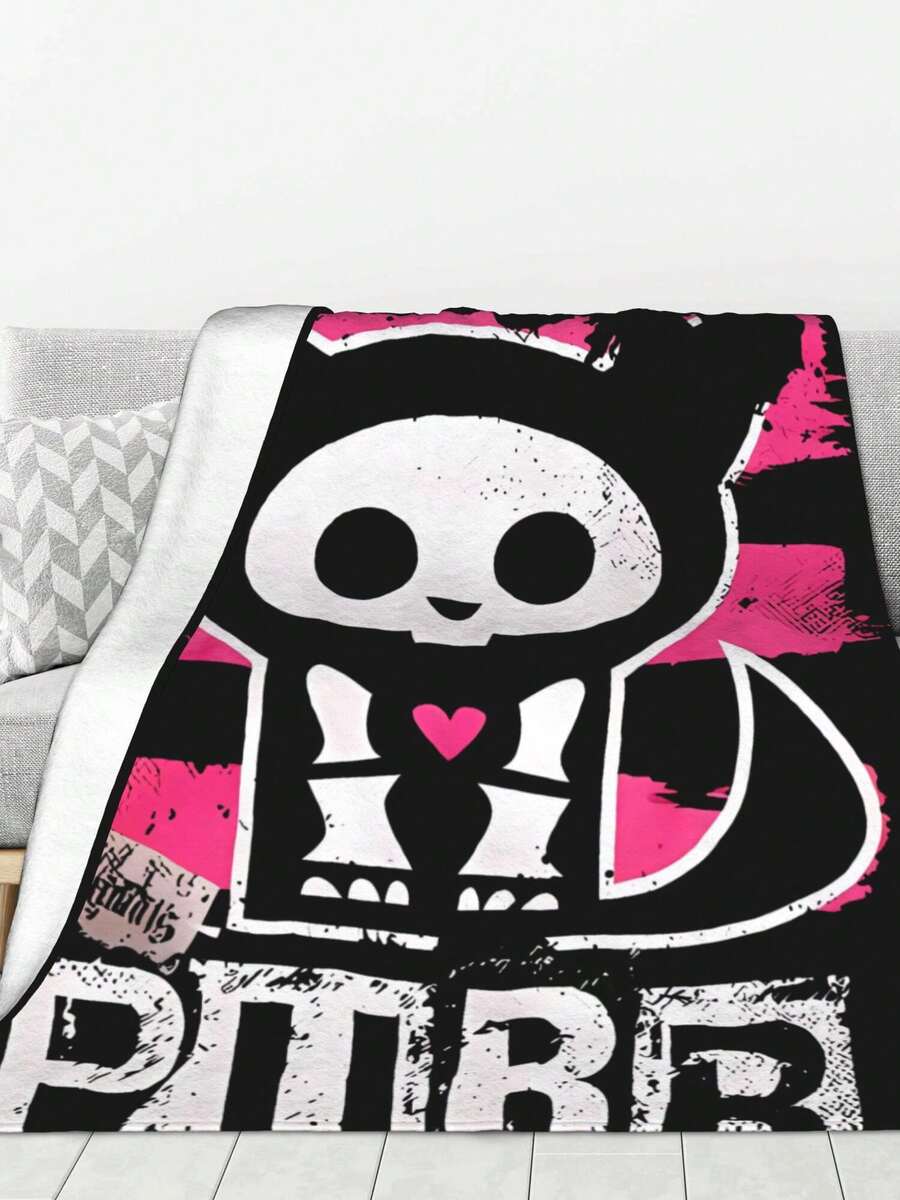 Y2K Vintage I  PUSSYCAT Design Flannel Blanket - Full/Queen - Ultra-Soft Lightweight For Bed, Sofa, And Couch - Luxury Microplush - Cozy Warm Blanket (Full/Queen, Black 50"X60" ) - 黑色 - 查看 1