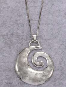 1Pc Elegant Antique Silver Retro Asymmetrical Pendant With Beaded Cord, Perfect For Daily Wear, Halloween Christmas