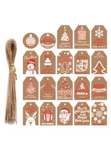 20pcs Assorted Christmas Greeting Cards - Santa Claus & Reindeer Designs, Christmas Gift Tags - Holiday Atmosphere Labels, Suitable For Gifts, Party Decorations And Supplies
