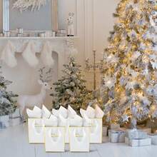 1 Pack Metallic Paper Gift Bag, 9x7x3.1 Inches, Welcome Gift, Thank You Gift Bag, Suitable For Bridal Shower, Wedding, Groomsmen, Bridesmaids, Graduation, Birthday, Retirement Party, Baby Shower, Holiday, Business, Shopping, Craft Decoration (Black, White, Gold)