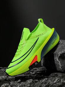 L.S.W.P Men's Air Cushion Road Running Shoes - Shock-Absorbing Fitness Sneakers, Stable Support Non-Slip EVA/Rubber Outsole - Lightweight Training Shoes Suitable For Marathon, Jogging, Daily Wear - Black/Blue/Purple Accent Design, Dynamic Pattern, Cushioning Support, High-Performance Sports Shoes, Energetic Lifestyle - Green - View 6